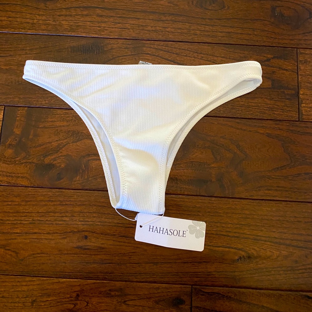 White Ribbed Bikini Bottoms